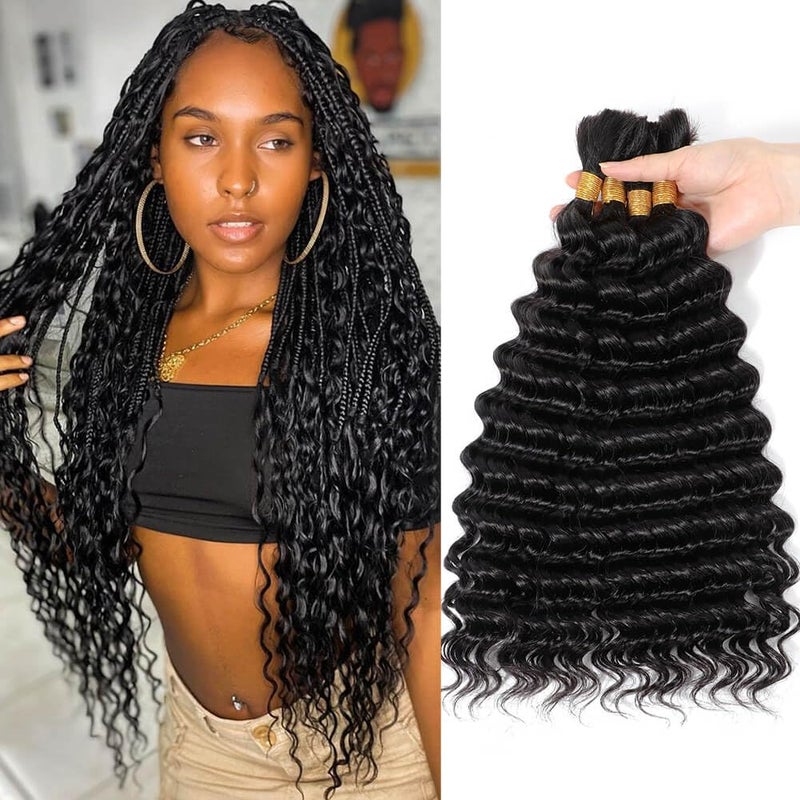 Urbeauty Human Braiding Hair Deep Wave Bulk Human Hair for Braiding Curly Human Hair for Boho Braids KnotlessGoddessMicroBohemianGypsyNo WeftCurly100 Unprocessed Virgin Human Hair 20 Inch